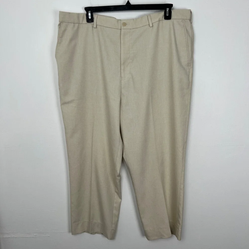 Peter Millar Charlotte Classic Fit Pants Mens 44L Stone Beige Stretch - Hemmed